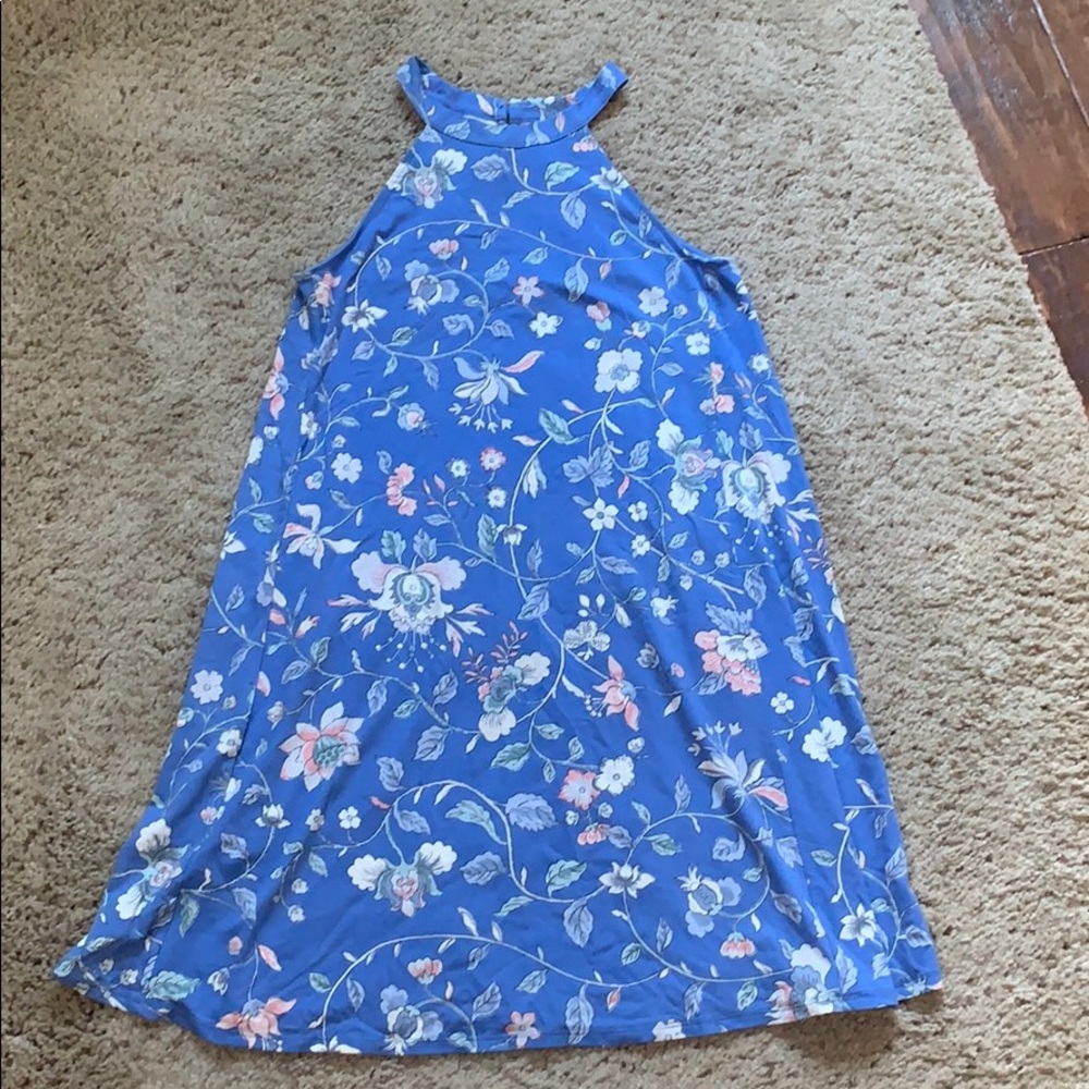LOFT Blue Floral Halter Dress